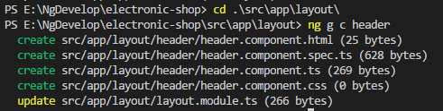 HeaderComponent CLI Command - Routing